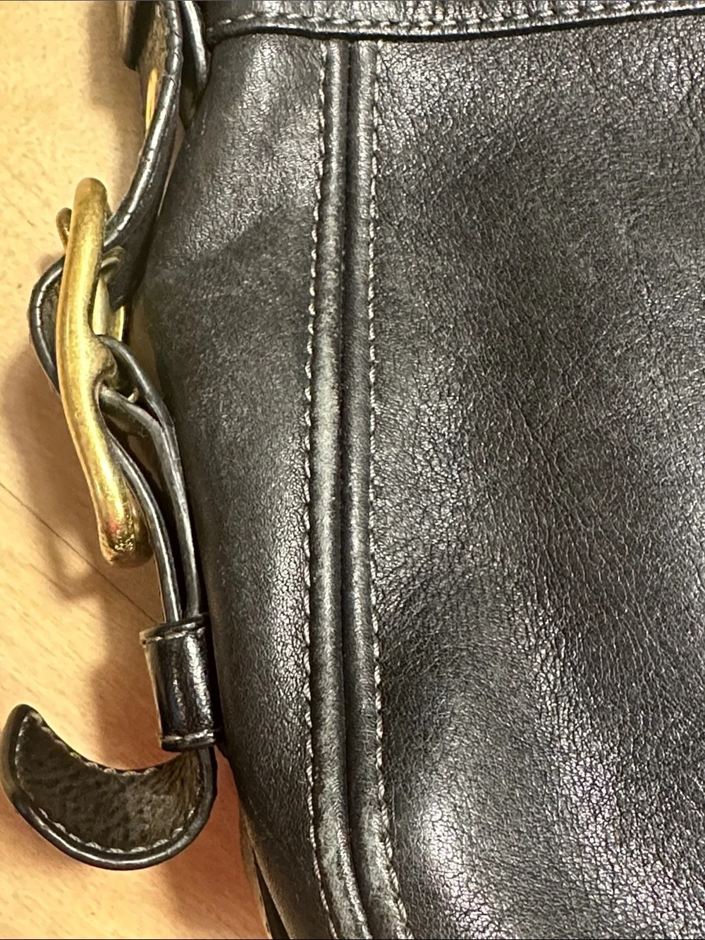 Coach Zoe Black Leather Hobo Shoulder Bag with Gold Hardware